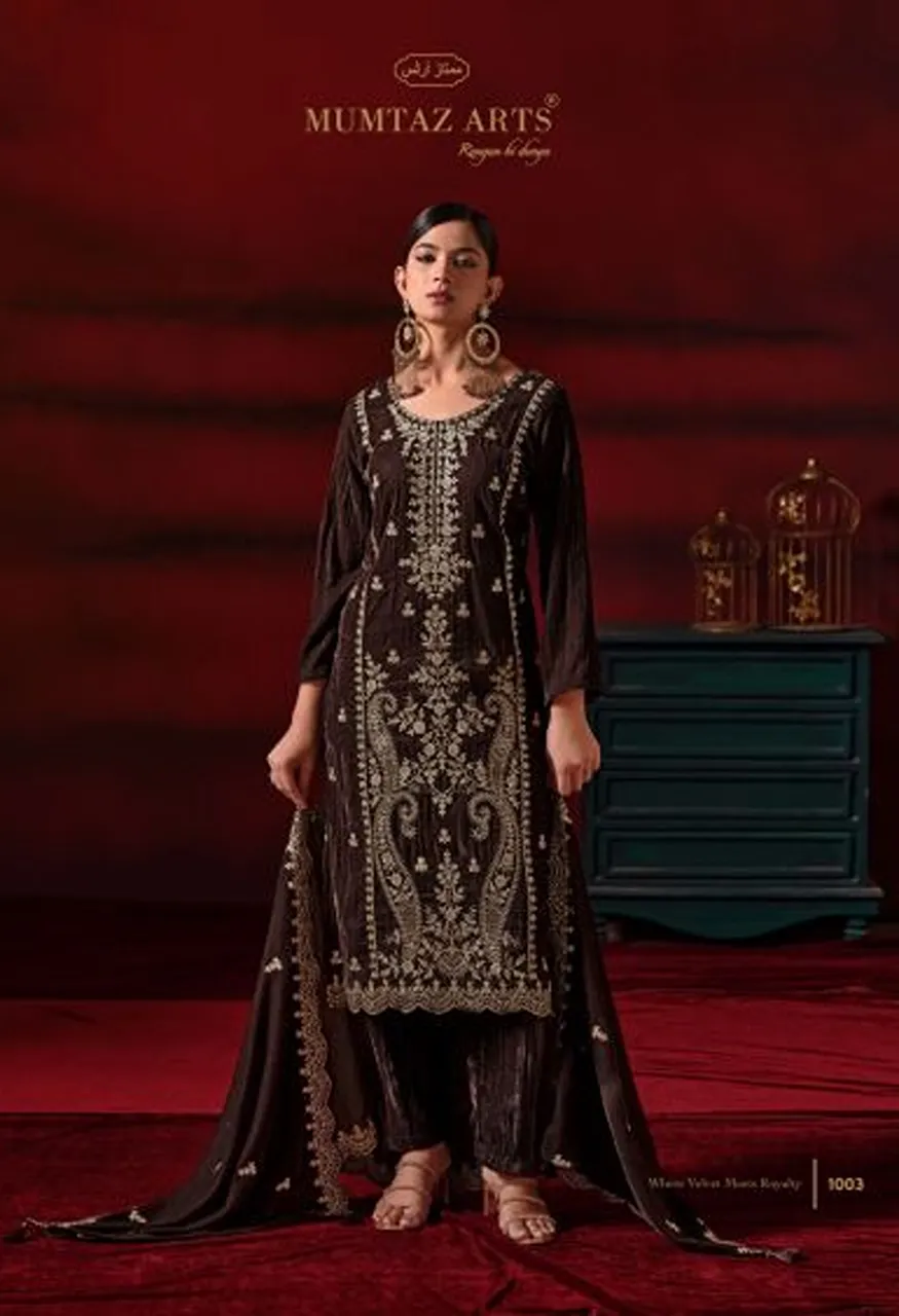 Mumtaz Arts Shehzaadi Crush Velvet Embroidered Designer Salwar Kameez Wholesale — Wholesale Salwar Suits, Mumtaz Arts wholesale from Surat — Photo 3
