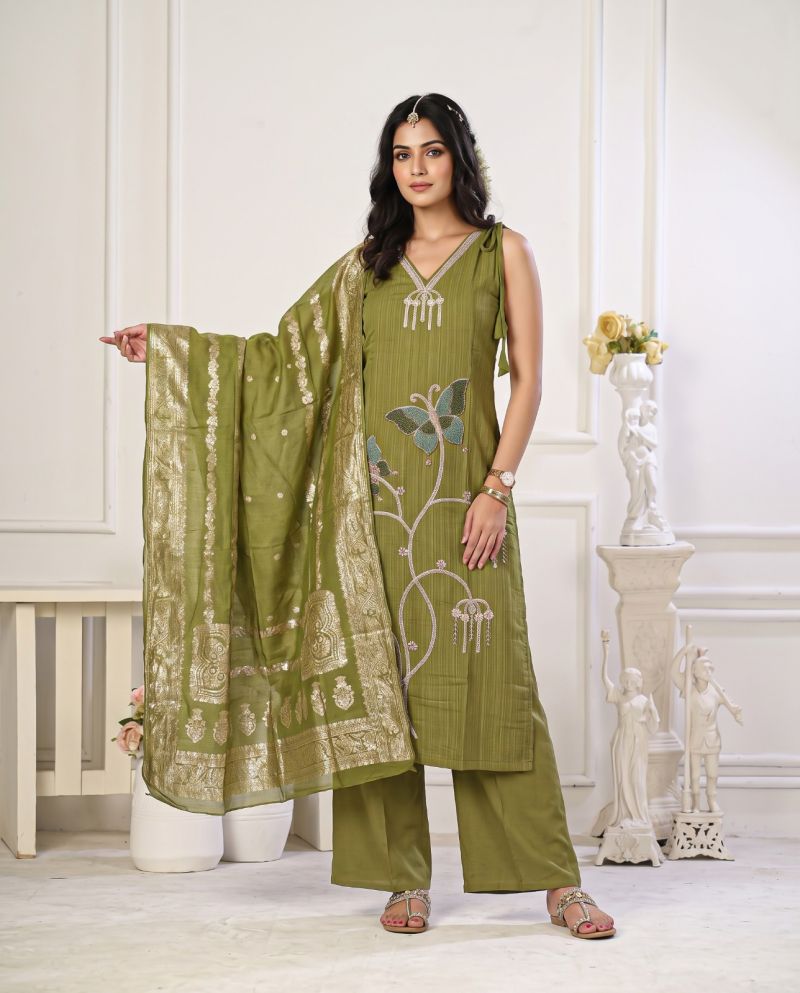 Naisha K 1441 Mul Cotton Bead Work Designer Kurti With Bottom Dupatta Set — Wholesale Kurtis, Vardan Ethnic wholesale from Surat — Photo 8
