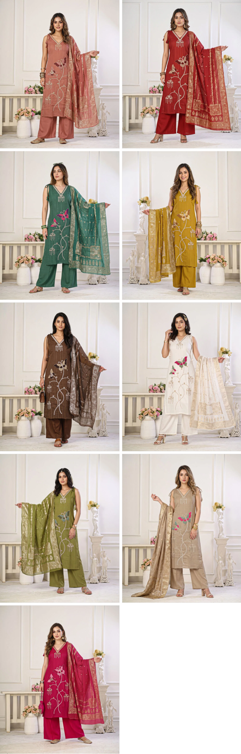 Naisha K 1441 Mul Cotton Bead Work Designer Kurti With Bottom Dupatta Set — Wholesale Kurtis, Vardan Ethnic wholesale from Surat — Photo 12