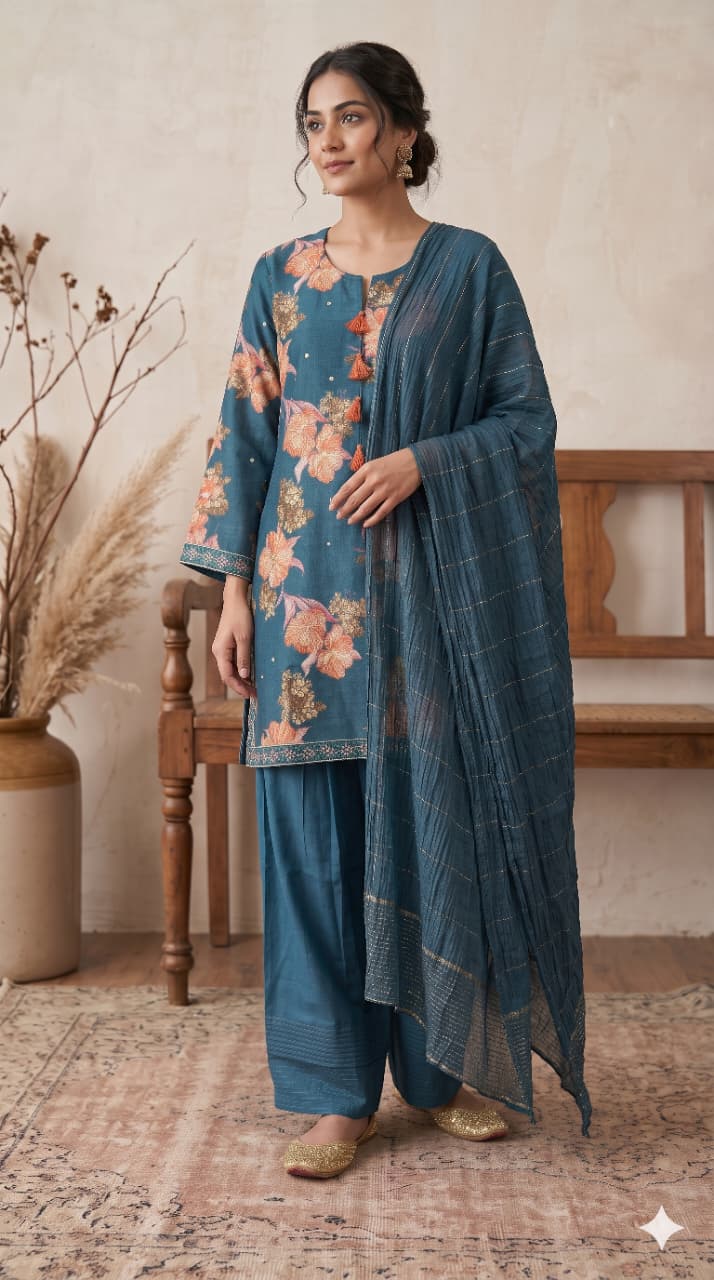 Naisha K 1474 Vertican Silk Printed Farsi Salwar Suit Collection — Wholesale Kurtis, Vardan Ethnic wholesale from Surat — view 6