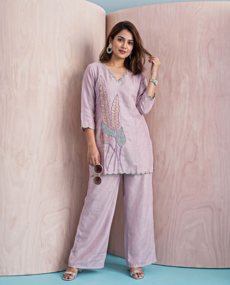 Naisha K 1475 Coral Silk Heavy Work Western Wear Co-Ord Set Collection — Wholesale Kurtis, Vardan Ethnic wholesale from Surat — Photo 8