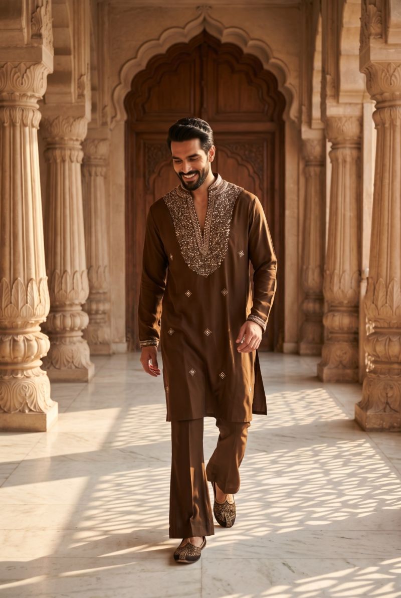 Outluk Wedding 62 Lachaka Hand Work Designer Kurta With Bottom Catalog — Men's Wear, Vardan Ethnic wholesale from Surat — Photo 2