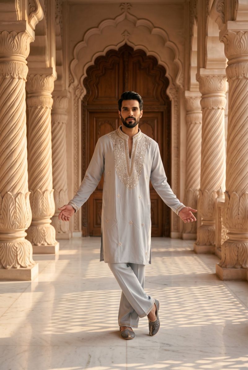 Outluk Wedding 62 Lachaka Hand Work Designer Kurta With Bottom Catalog — Men's Wear, Vardan Ethnic wholesale from Surat — Photo 3