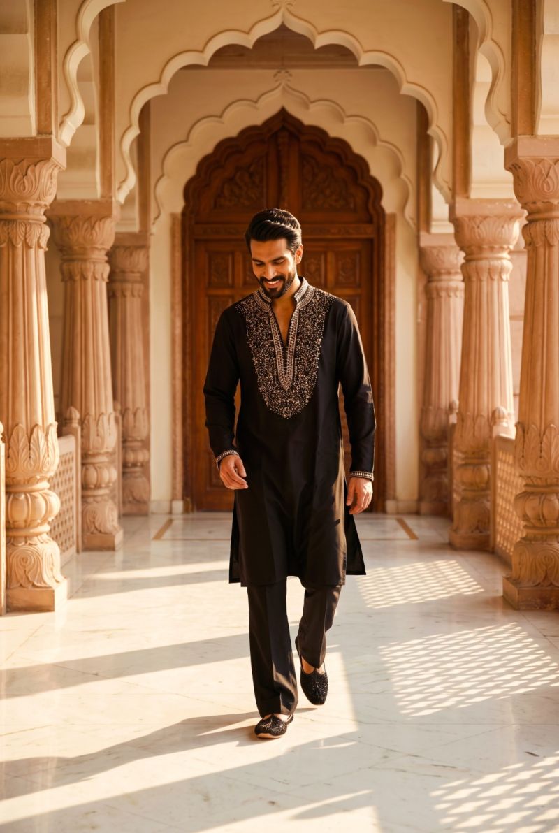 Outluk Wedding 62 Lachaka Hand Work Designer Kurta With Bottom Catalog — Men's Wear, Vardan Ethnic wholesale from Surat — Photo 4