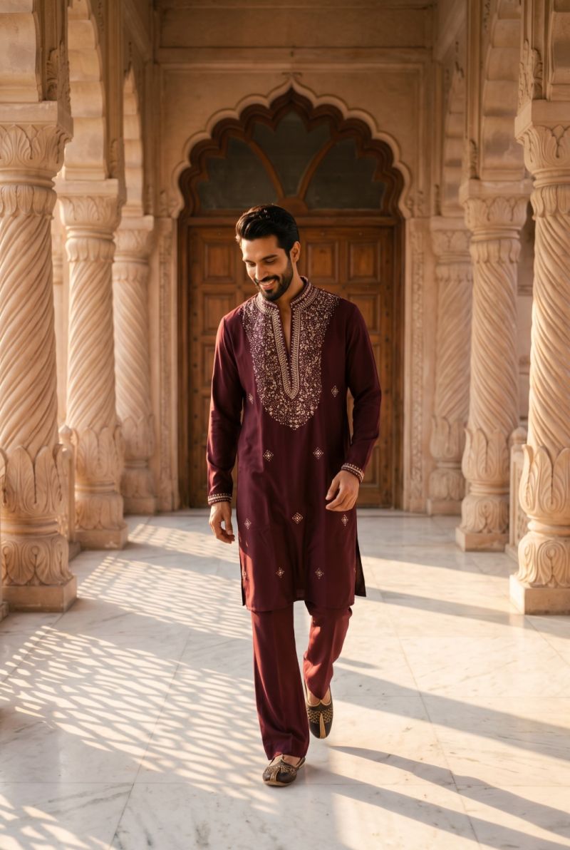 Outluk Wedding 62 Lachaka Hand Work Designer Kurta With Bottom Catalog — Men's Wear, Vardan Ethnic wholesale from Surat — Photo 5