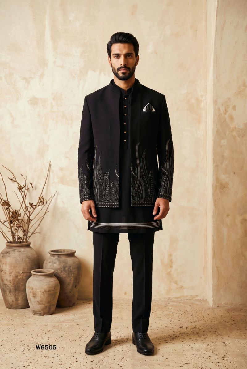 Outluk Wedding 65 Lachaka Embroidered Kurta with Jacket and Pajama Wholesale Collection — Men's Wear, Outluk wholesale from Surat — Photo 4