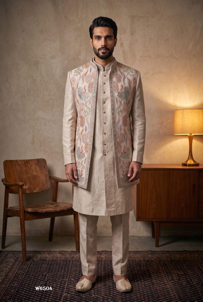 Outluk Wedding 65 Lachaka Embroidered Kurta with Jacket and Pajama Wholesale Collection — Men's Wear, Outluk wholesale from Surat — Photo 2
