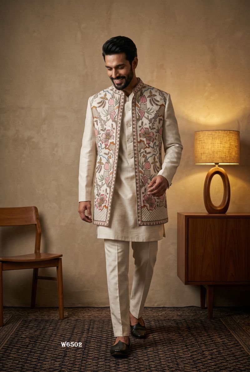 Outluk Wedding 65 Lachaka Embroidered Kurta with Jacket and Pajama Wholesale Collection — Men's Wear, Outluk wholesale from Surat — Photo 15
