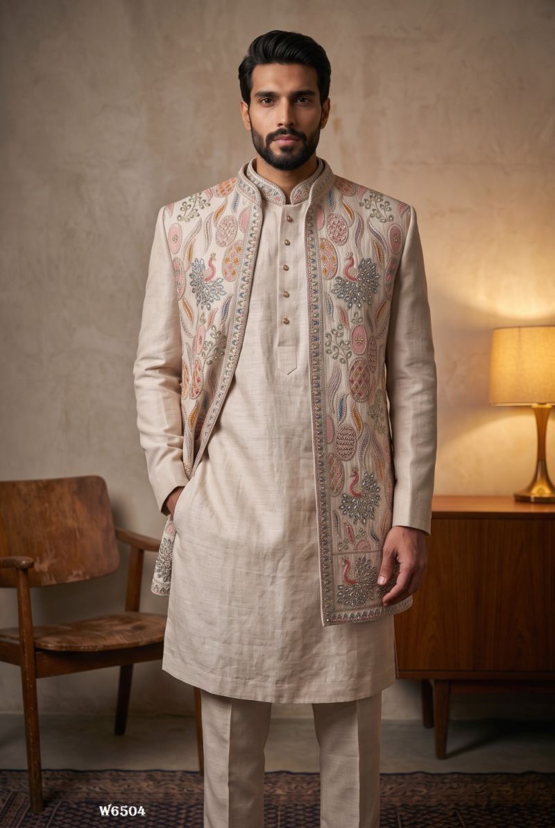 Outluk Wedding 65 Lachaka Embroidered Kurta with Jacket and Pajama Wholesale Collection — Men's Wear, Outluk wholesale from Surat — Photo 9