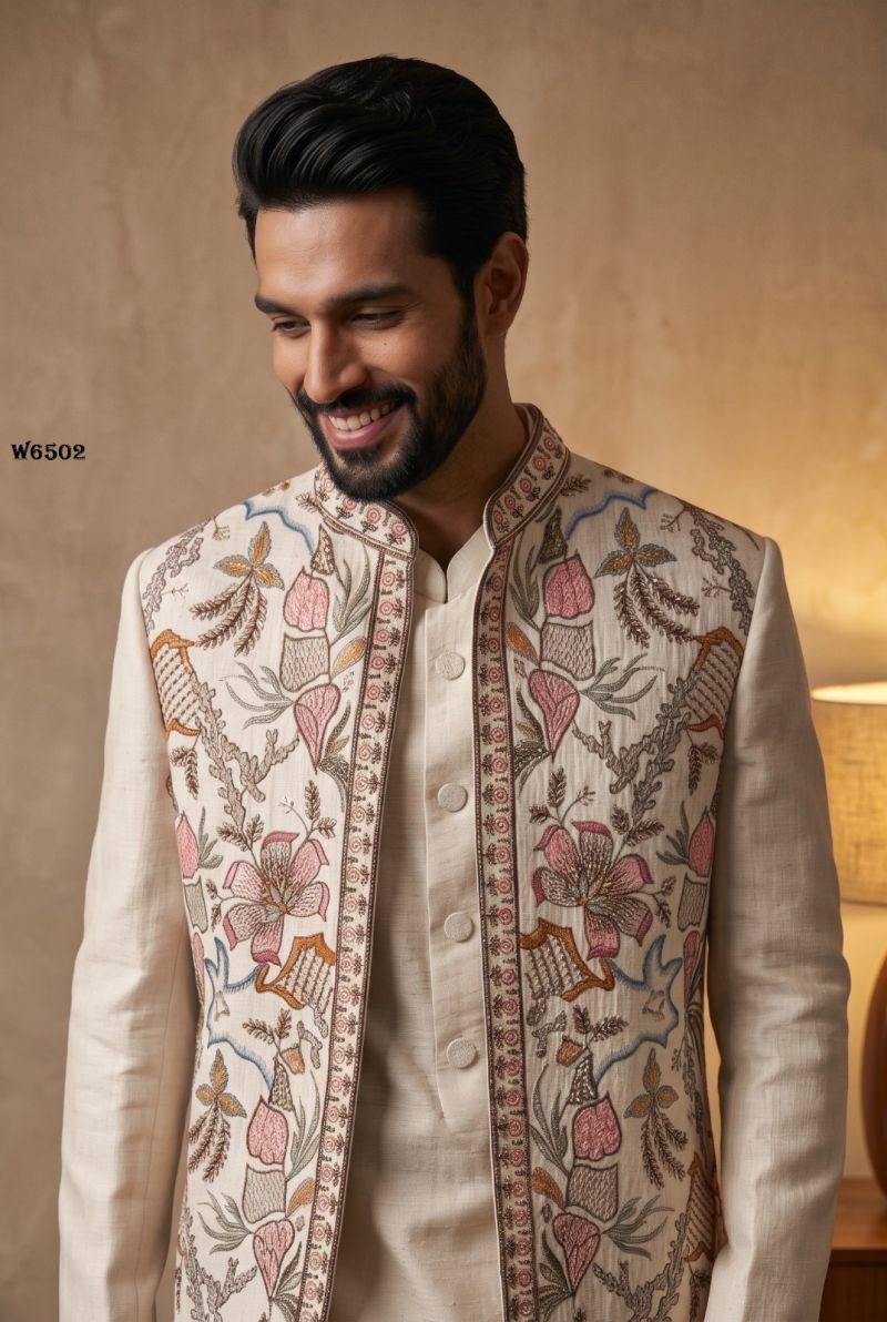 Outluk Wedding 65 Lachaka Embroidered Kurta with Jacket and Pajama Wholesale Collection — Men's Wear, Outluk wholesale from Surat — Photo 8