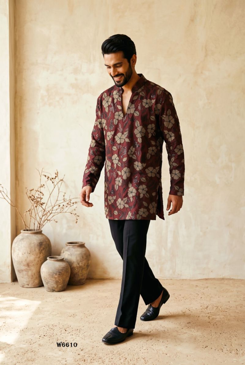 Outluk Wedding 66 Lachaka Silk Embroidered Kurta Pajama Set for Men — Men's Wear, Outluk wholesale from Surat — Photo 4