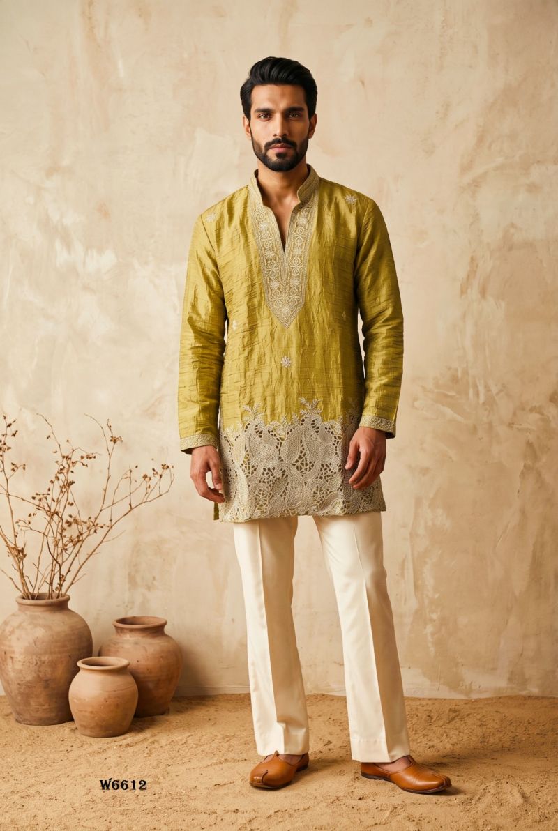 Outluk Wedding 66 Lachaka Silk Embroidered Kurta Pajama Set for Men — Men's Wear, Outluk wholesale from Surat — Photo 2