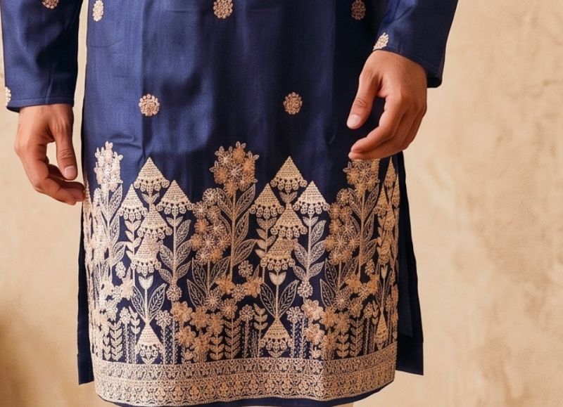 Outluk Wedding 66 Lachaka Silk Embroidered Kurta Pajama Set for Men — Men's Wear, Outluk wholesale from Surat — Photo 13