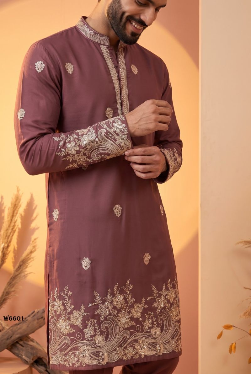Outluk Wedding 66 Lachaka Silk Embroidered Kurta Pajama Set for Men — Men's Wear, Outluk wholesale from Surat — Photo 22