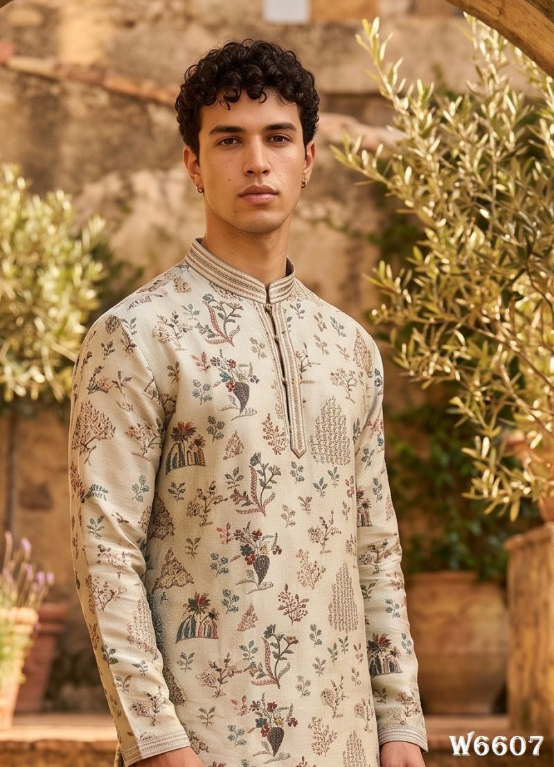 Outluk Wedding 66 Lachaka Silk Embroidered Kurta Pajama Set for Men — Men's Wear, Outluk wholesale from Surat — Photo 21