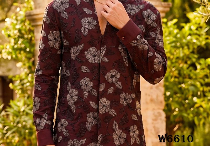 Outluk Wedding 66 Lachaka Silk Embroidered Kurta Pajama Set for Men — Men's Wear, Outluk wholesale from Surat — Photo 19