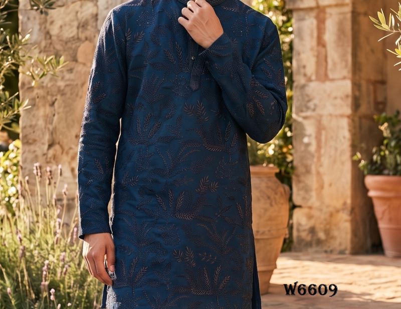 Outluk Wedding 66 Lachaka Silk Embroidered Kurta Pajama Set for Men — Men's Wear, Outluk wholesale from Surat — Photo 17