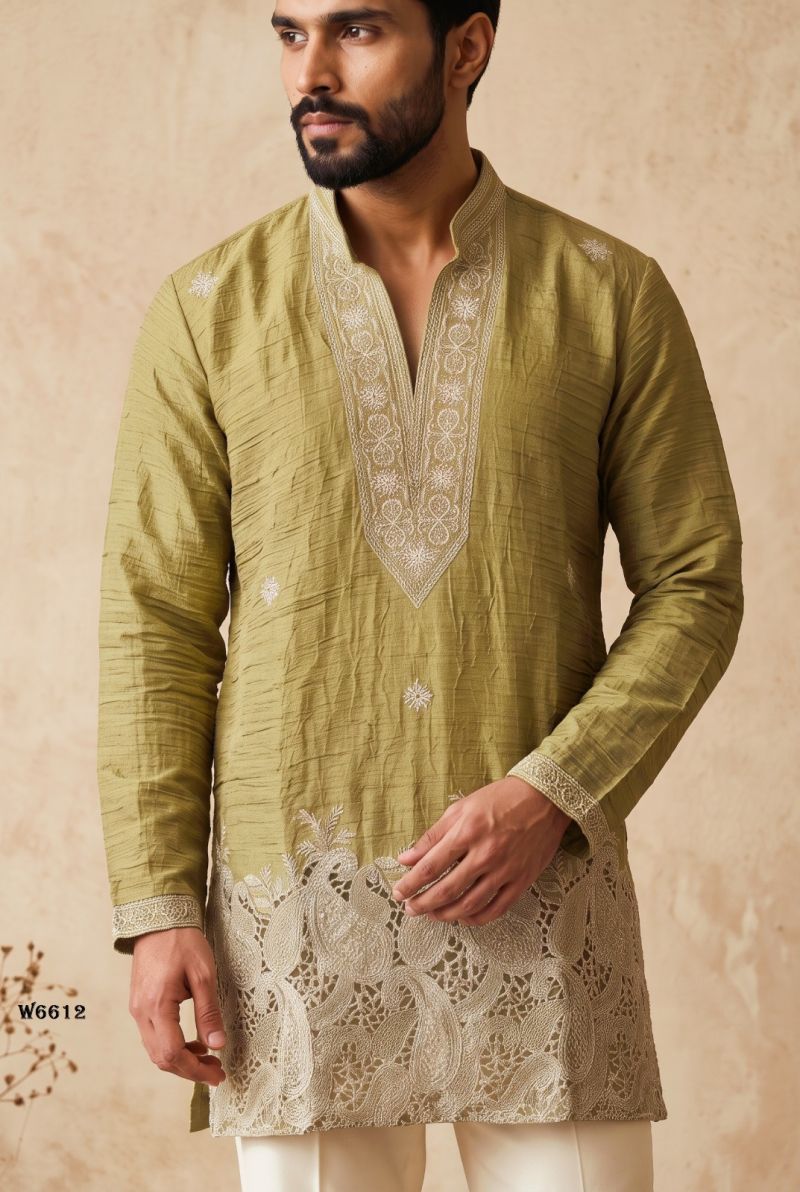 Outluk Wedding 66 Lachaka Silk Embroidered Kurta Pajama Set for Men — Men's Wear, Outluk wholesale from Surat — Photo 16