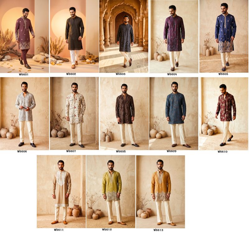 Outluk Wedding 66 Lachaka Silk Embroidered Kurta Pajama Set for Men — Men's Wear, Outluk wholesale from Surat — Photo 24