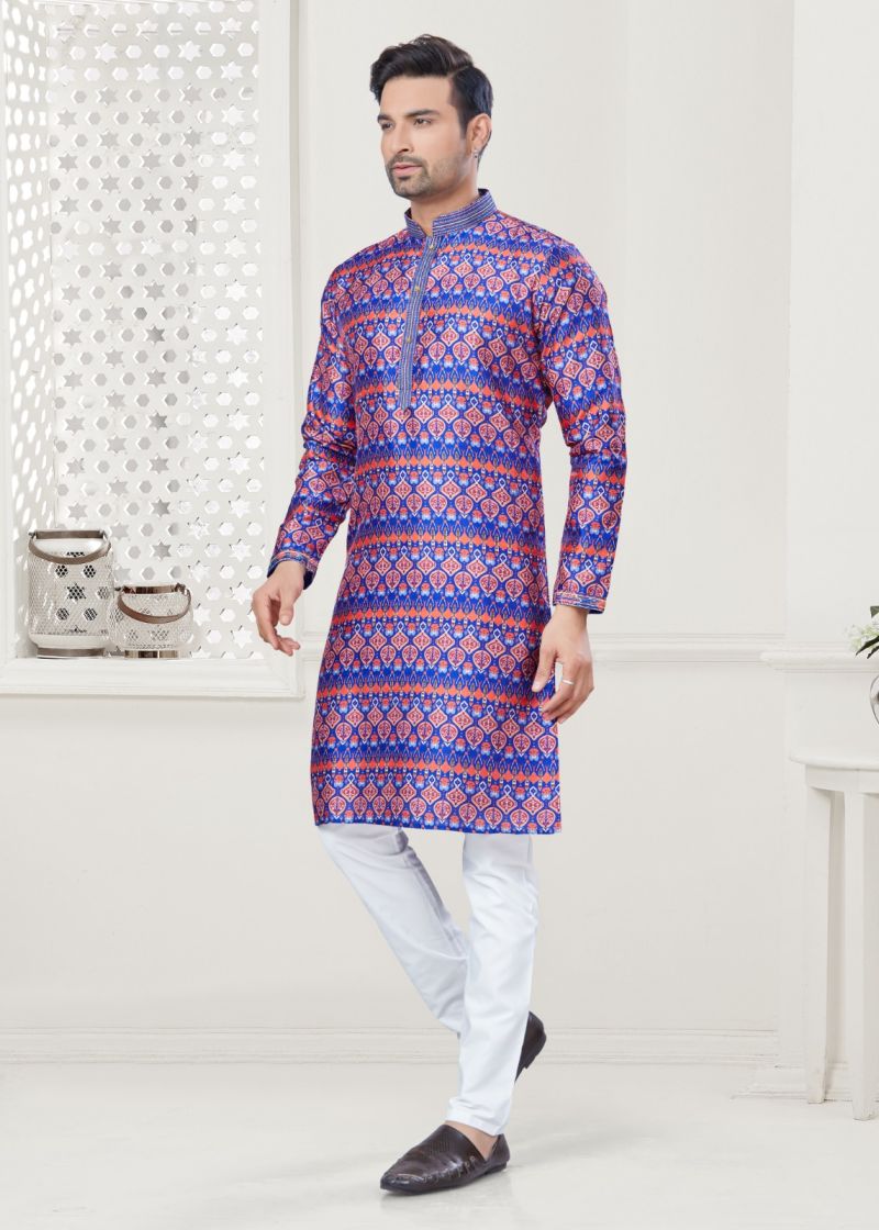 Outluk Wedding Collection Vol 138 NX Silk Digital Printed Kurta with Cotton Pajama Wholesale — Men's Wear, Outluk wholesale from Surat — Photo 2