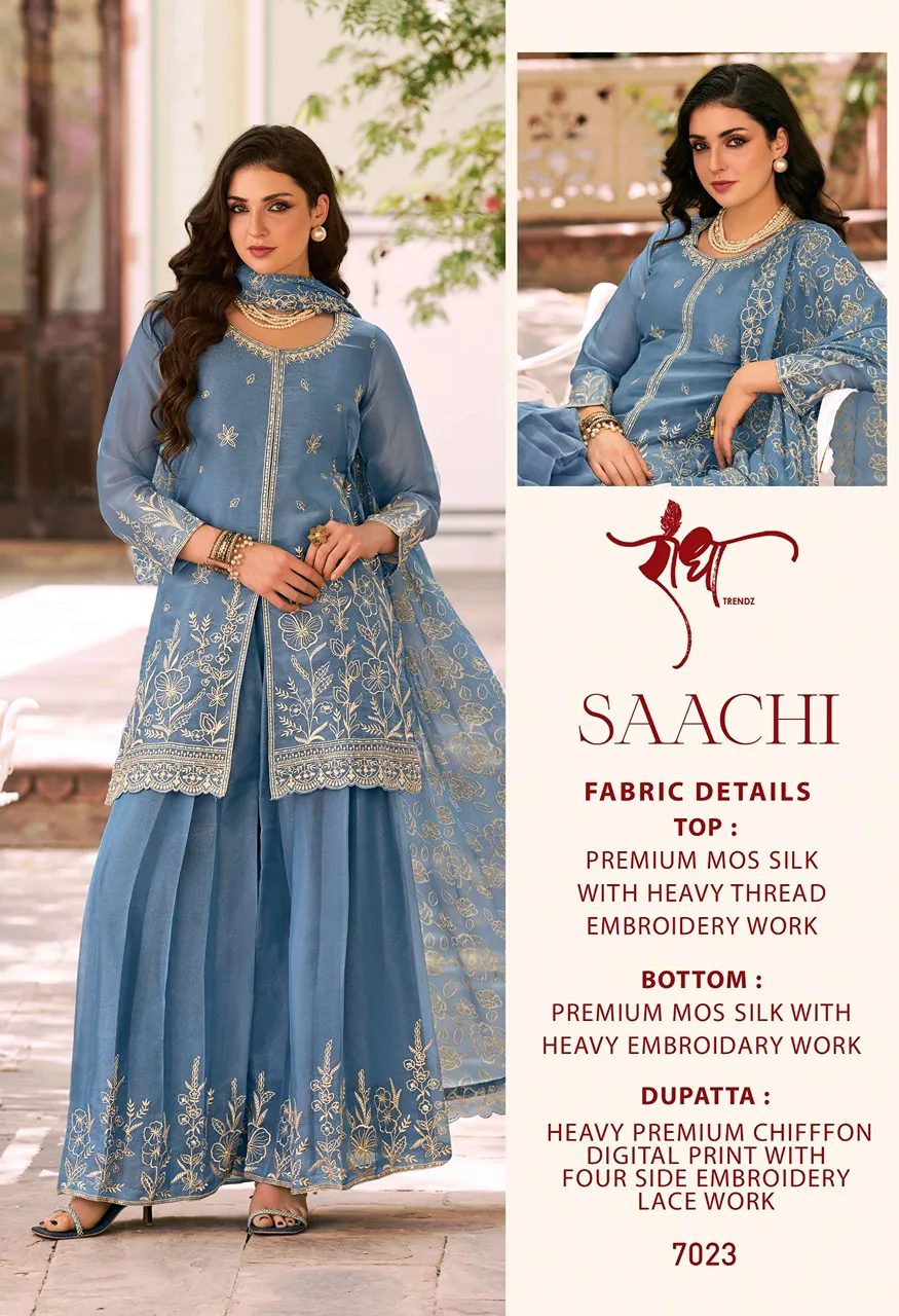 Radha Trendz Saachi Silk With Heavy Embroidery Designer Festive Wear Ladies Suit — Wholesale Dress Material, Vardan Ethnic wholesale from Surat — view 2