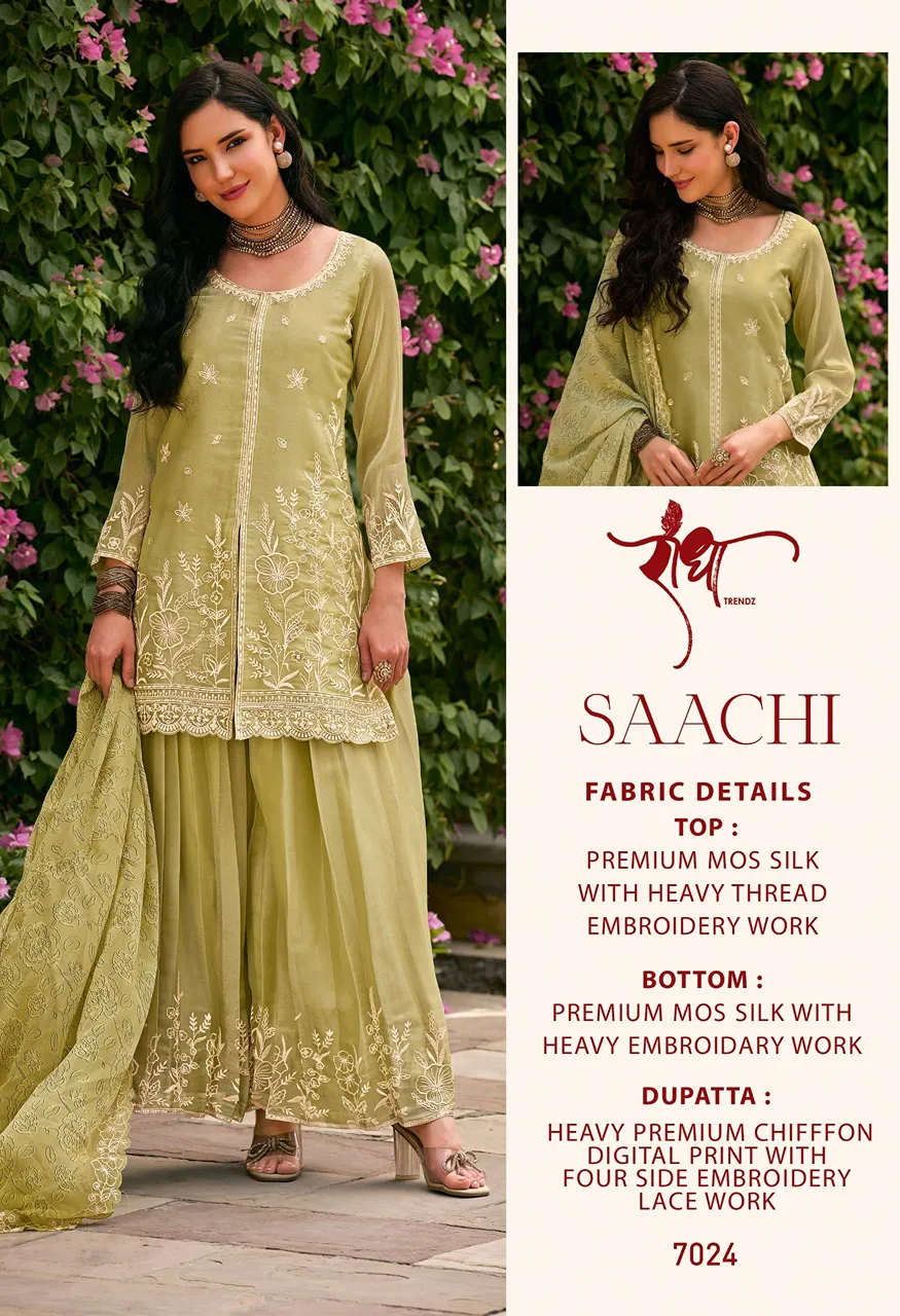 Radha Trendz Saachi Silk With Heavy Embroidery Designer Festive Wear Ladies Suit — Wholesale Dress Material, Vardan Ethnic wholesale from Surat — view 4
