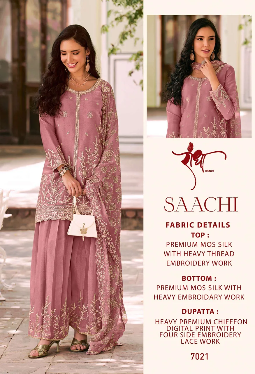 Radha Trendz Saachi Silk With Heavy Embroidery Designer Festive Wear Ladies Suit — Wholesale Dress Material, Vardan Ethnic wholesale from Surat — view 5