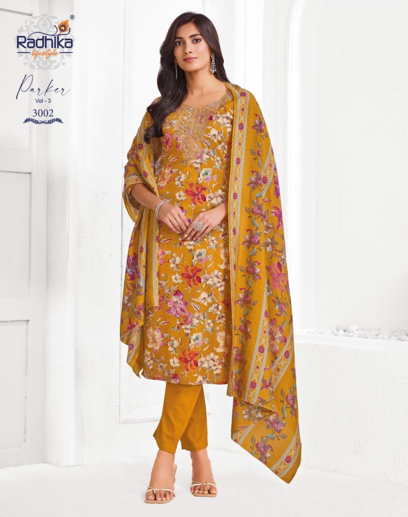 Radhika Parker Vol 3 Jam Foil Print Hand Work Kurti With Bottom Dupatta Set — Wholesale Readymade Suit, Vardan Ethnic wholesale from Surat — view 4