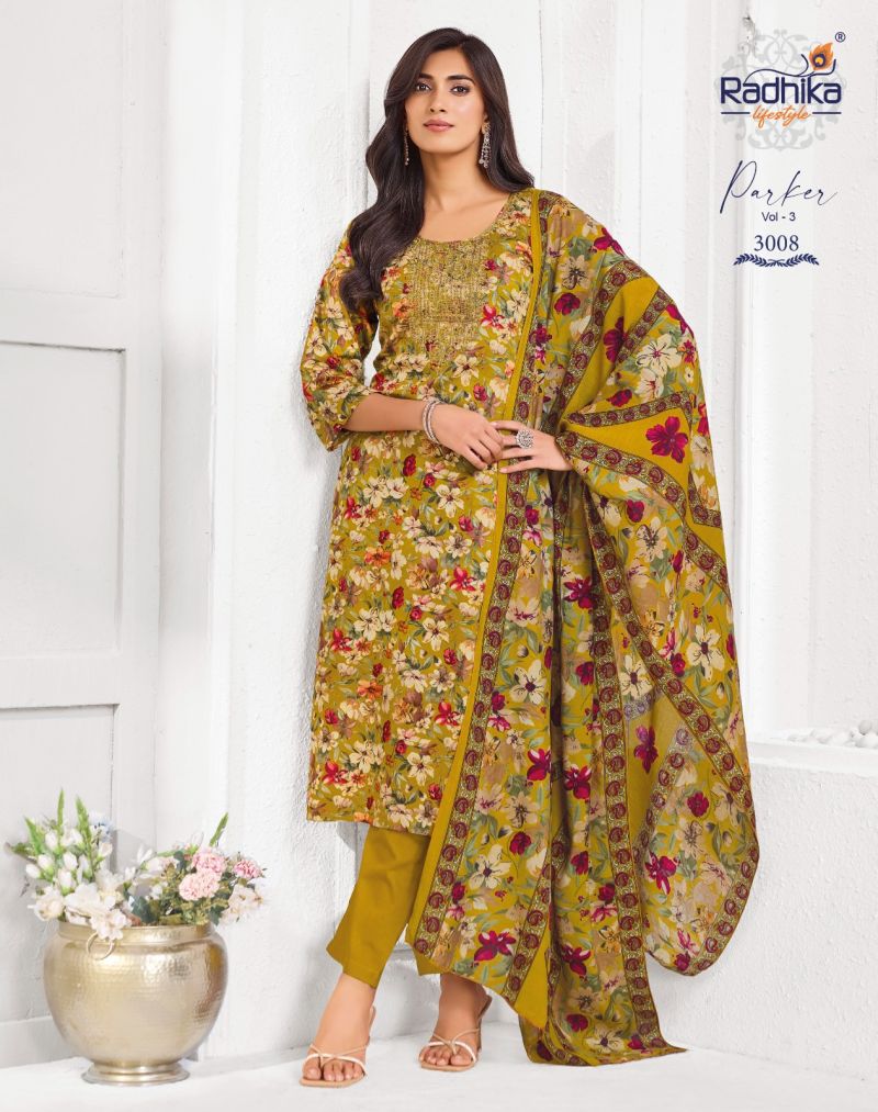 Radhika Parker Vol 3 Jam Foil Print Hand Work Kurti With Bottom Dupatta Set — Wholesale Readymade Suit, Vardan Ethnic wholesale from Surat — view 5
