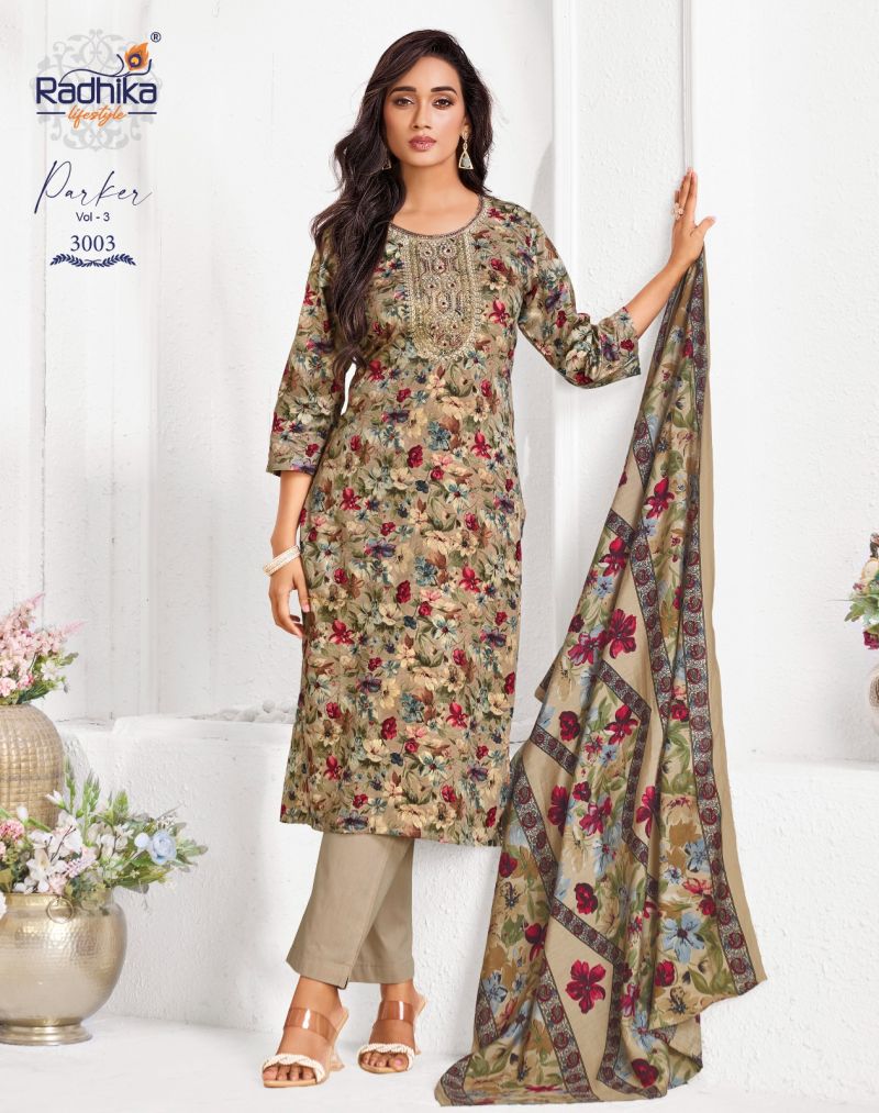 Radhika Parker Vol 3 Jam Foil Print Hand Work Kurti With Bottom Dupatta Set — Wholesale Readymade Suit, Vardan Ethnic wholesale from Surat — view 7