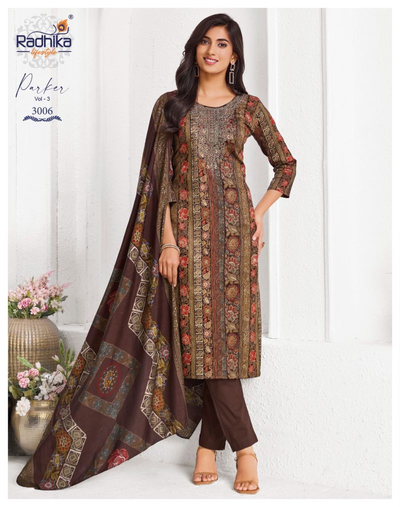 Radhika Parker Vol 3 Jam Foil Print Hand Work Kurti With Bottom Dupatta Set — Wholesale Readymade Suit, Vardan Ethnic wholesale from Surat — view 9