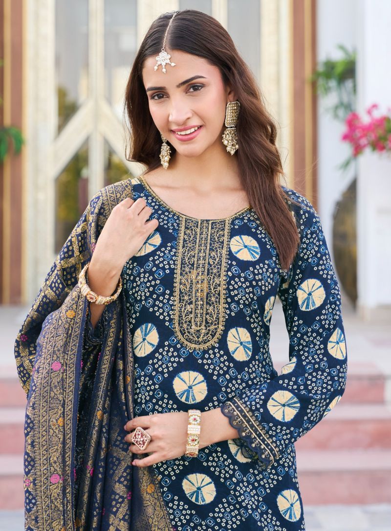 Radhika Sajni Vol 7 Rayon Foil Printed Kurti With Bottom Dupatta Set — Wholesale Kurtis, Vardan Ethnic wholesale from Surat — view 10