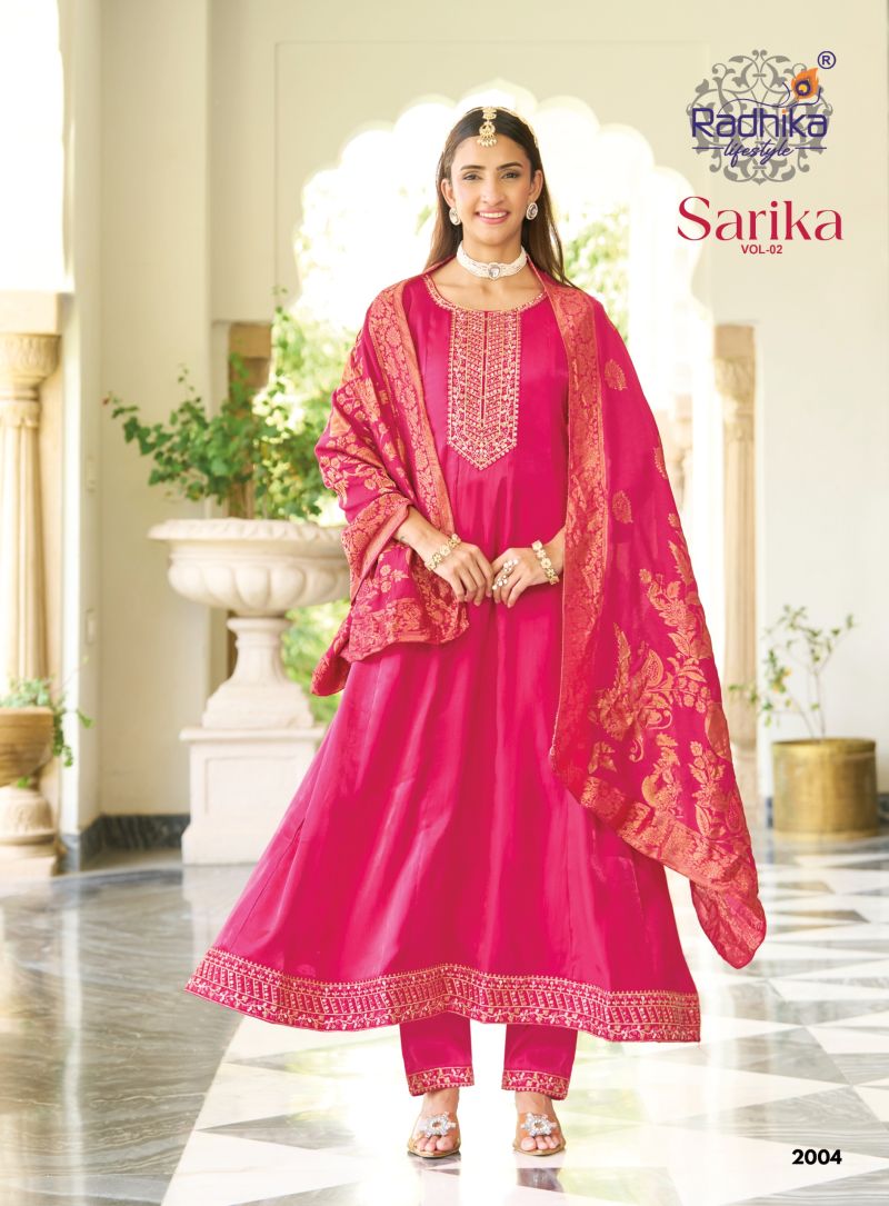 Radhika Sarika Vol 2 Roman Glass Embroidered Kurti With Bottom Dupatta Set — Wholesale Kurtis, Vardan Ethnic wholesale from Surat — Photo 4