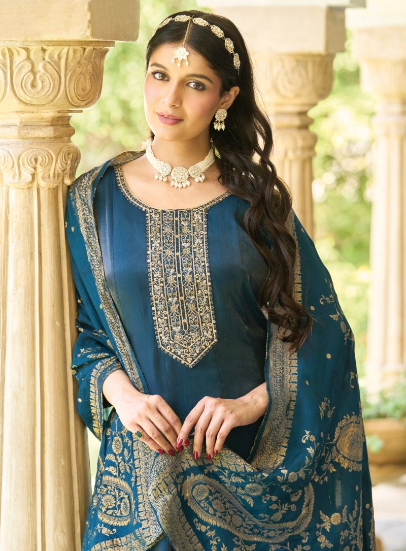 Radhika Sarika Vol 2 Roman Glass Embroidered Kurti With Bottom Dupatta Set — Wholesale Kurtis, Vardan Ethnic wholesale from Surat — Photo 8