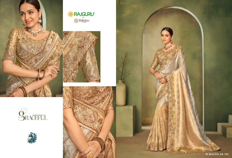 Rajguru Rajtilak Viscose Embroidery And Sequence Work Designer Saree — Saree, Vardan Ethnic wholesale from Surat — view 3