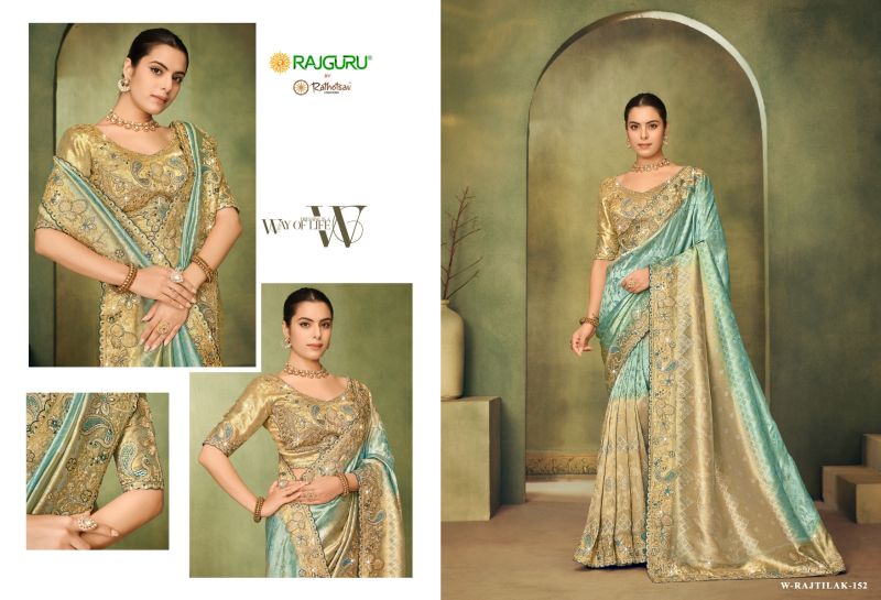 Rajguru Rajtilak Viscose Embroidery And Sequence Work Designer Saree — Saree, Vardan Ethnic wholesale from Surat — view 4