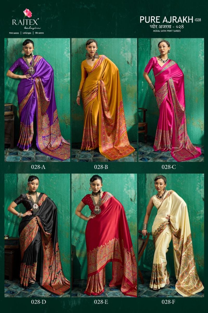 Rajtex Pure Ajrakh 036 Modal Satin Ajrakh Printed Saree with Blouse Collection — Festival Sarees, rajtex wholesale from Surat — view 7