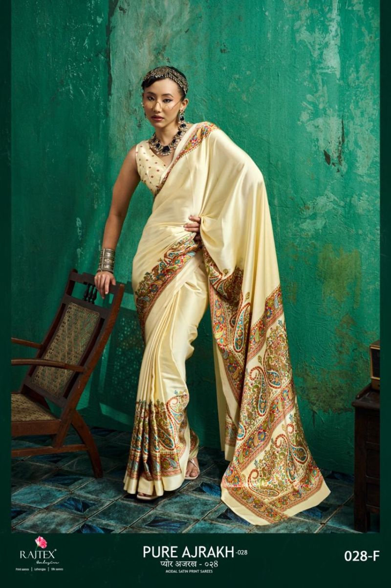 Rajtex Pure Ajrakh 036 Modal Satin Ajrakh Printed Saree with Blouse Collection — Festival Sarees, rajtex wholesale from Surat — view 6