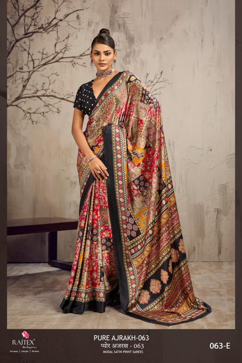 Rajtex Pure Ajrakh 063 Modal Satin Ajrakh Printed Saree Collection