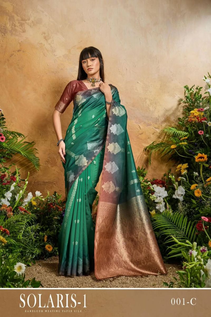 Rajtex Solaris Vol 1 Handloom Weaving Paper Silk Saree with Matching Blouse — Wholesale Sarees, rajtex wholesale from Surat — Photo 4
