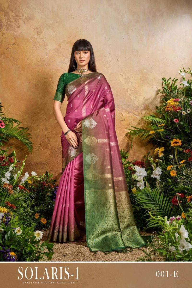 Rajtex Solaris Vol 1 Handloom Weaving Paper Silk Saree with Matching Blouse — Wholesale Sarees, rajtex wholesale from Surat — Photo 2