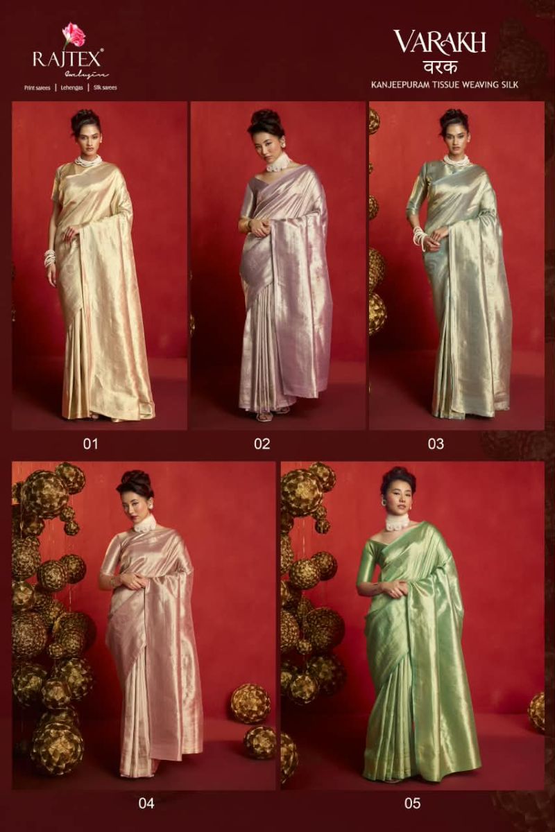 Rajtex Varakh Kanjivaram Tissue Weaving Silk Saree Collection — Wholesale Sarees, rajtex wholesale from Surat — view 6