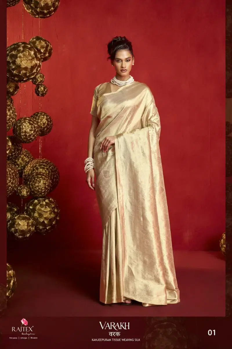 Rajtex Varakh Kanjivaram Tissue Weaving Silk Saree Collection — Wholesale Sarees, rajtex wholesale from Surat — view 3