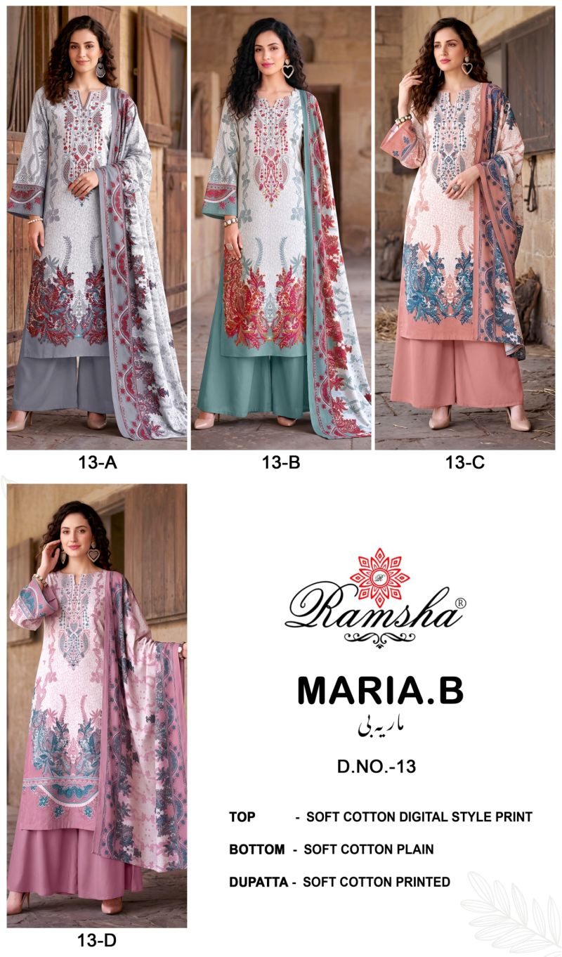 Ramsha Maria B Vol 13 Cotton Digital Printed Pakistani Salwar Kameez — Wholesale Salwar Suits, Ramsha wholesale from Surat — Photo 5