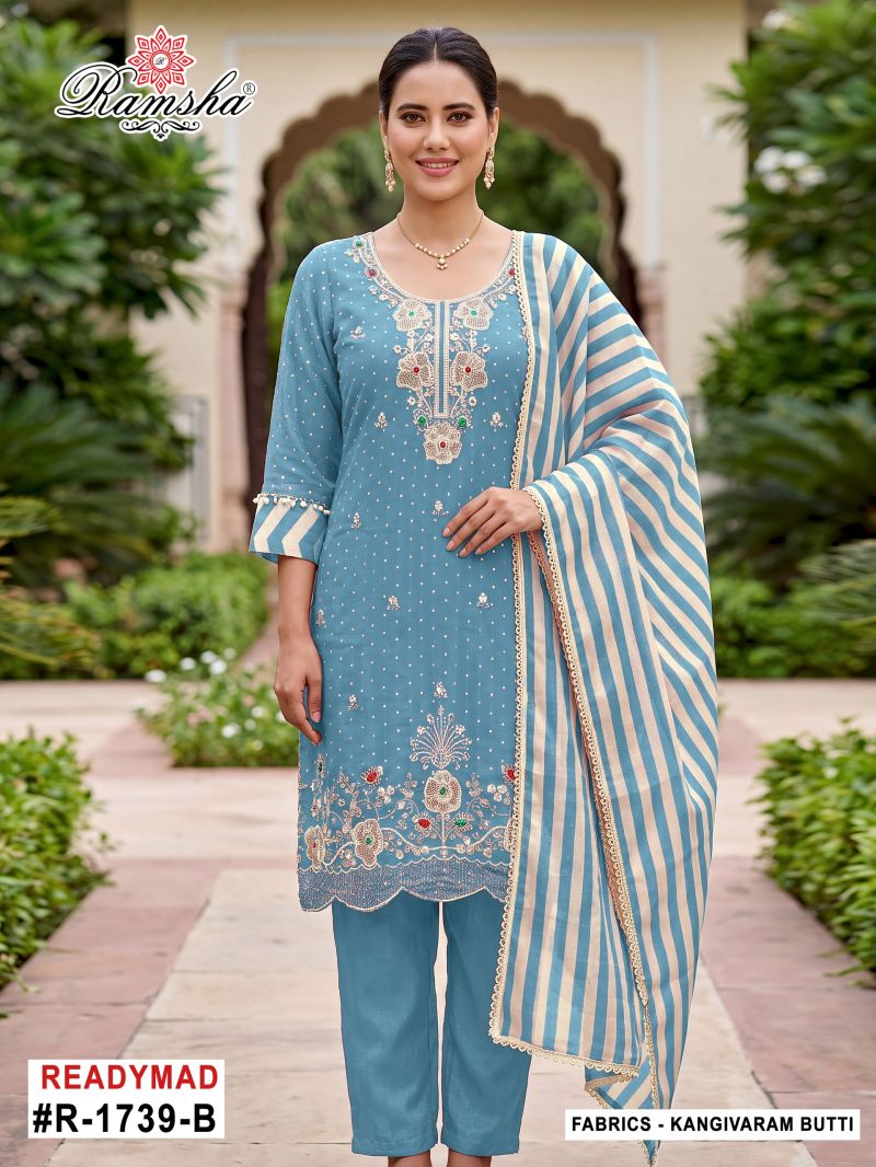 Ramsha R 1739 A To D Kanjivaram Butti Work Salwar Kameez — Wholesale Pakistani Suits, Vardan Ethnic wholesale from Surat — Photo 4