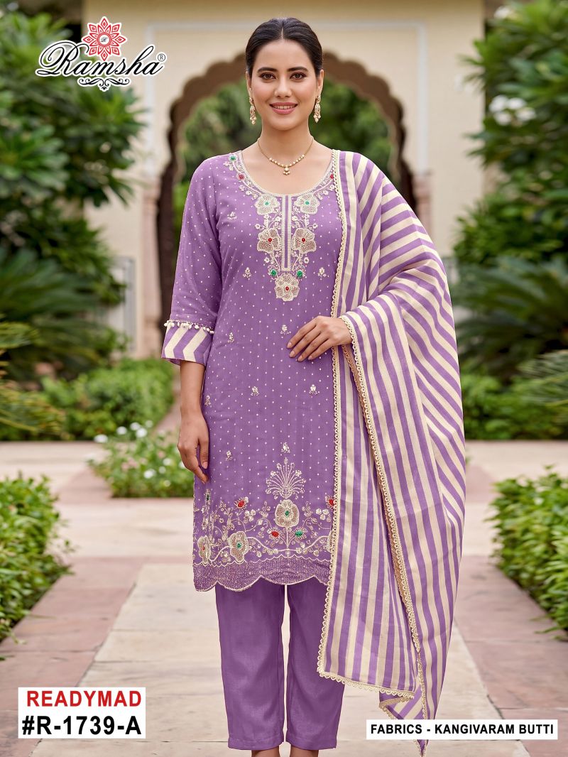 Ramsha R 1739 A To D Kanjivaram Butti Work Salwar Kameez — Wholesale Pakistani Suits, Vardan Ethnic wholesale from Surat — Photo 3