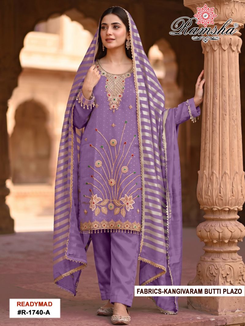 Ramsha R 1740 A To D Kanjivaram Butti Work Salwar Kameez — Wholesale Designer Salwar Suits, Vardan Ethnic wholesale from Surat — Photo 3