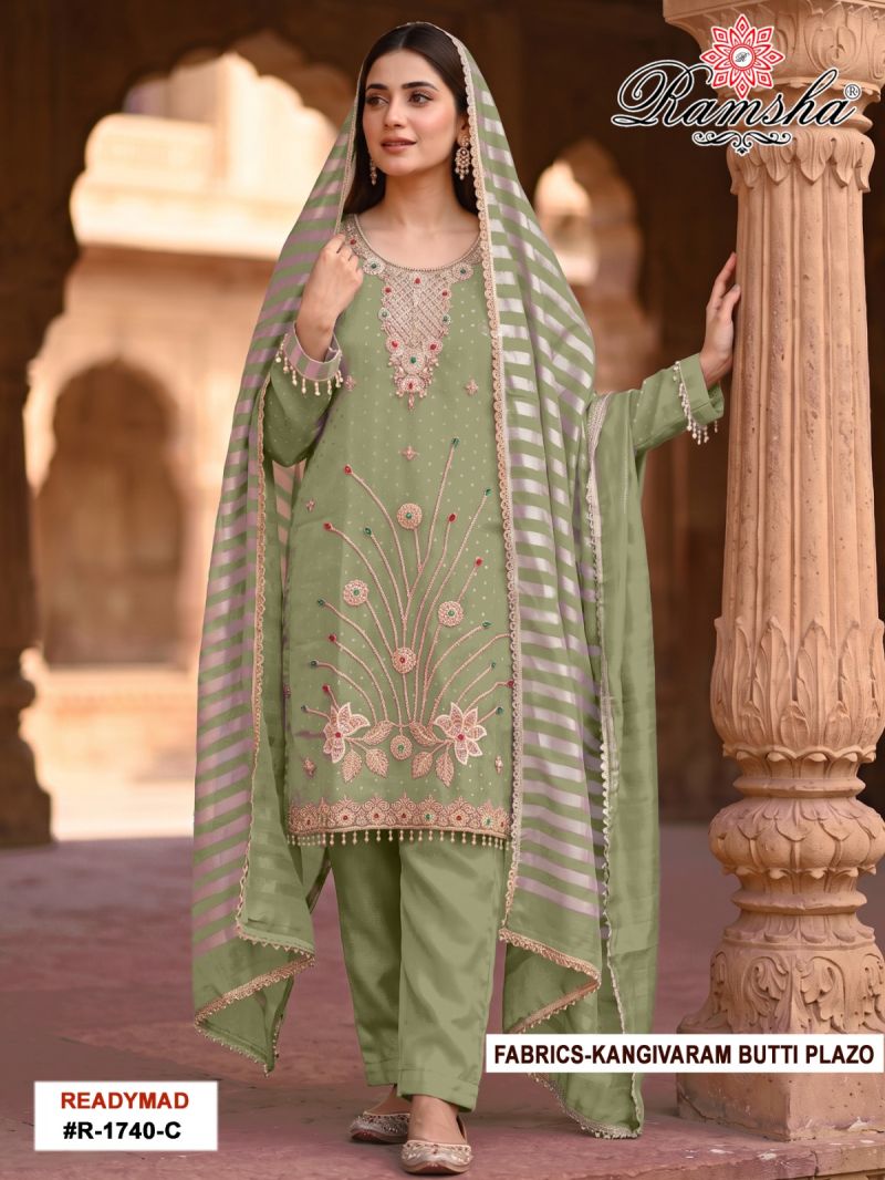 Ramsha R 1740 A To D Kanjivaram Butti Work Salwar Kameez — Wholesale Designer Salwar Suits, Vardan Ethnic wholesale from Surat — Photo 4