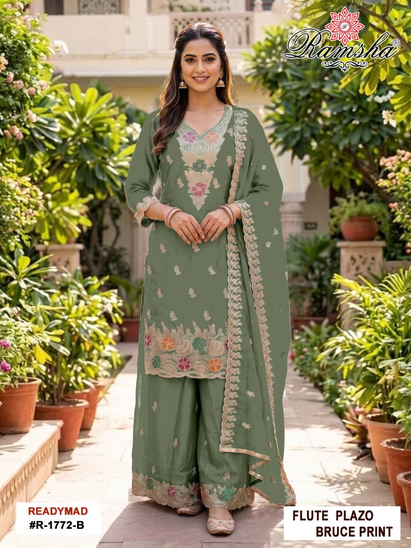 Ramsha R 1772 A To D Flute Bruce Print Embroidered Salwar Kameez