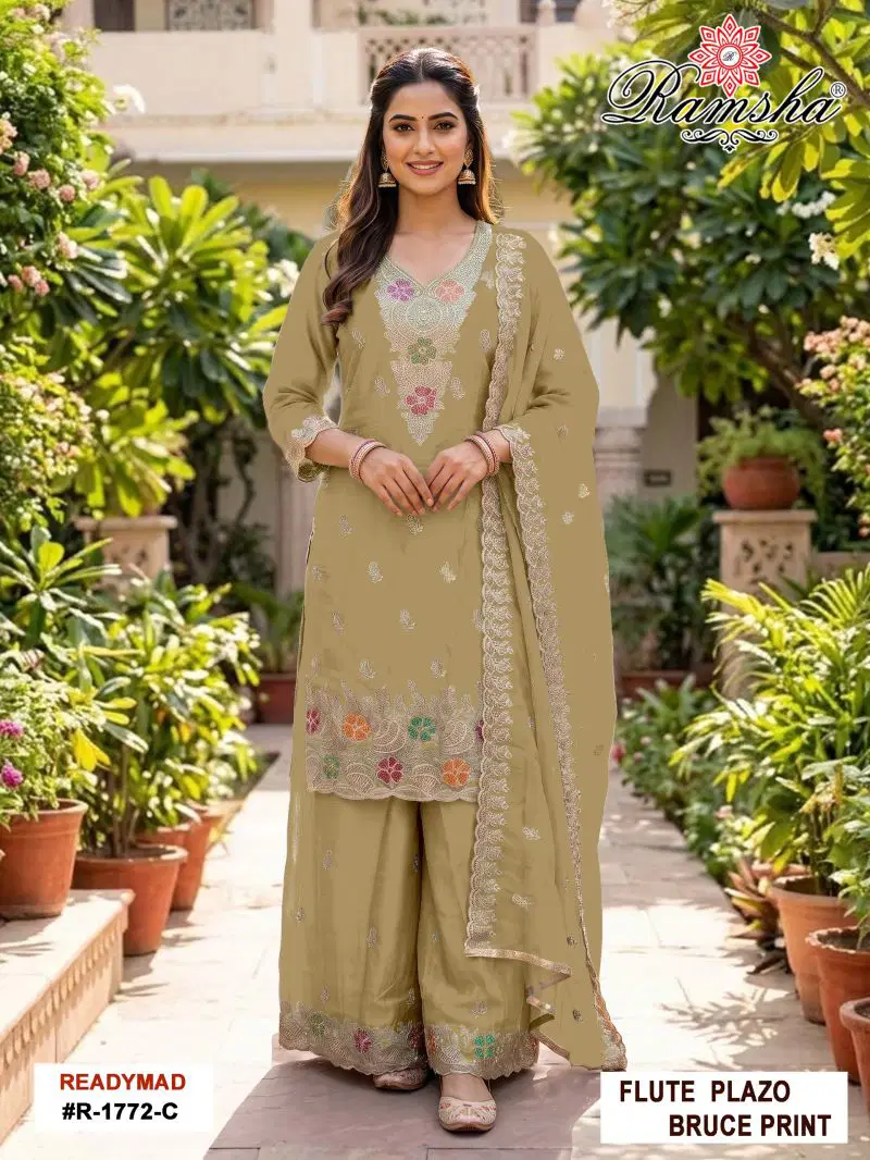 Ramsha R 1772 A To D Flute Bruce Print Embroidered Salwar Kameez — Wholesale Pakistani Suits, Vardan Ethnic wholesale from Surat — Photo 2